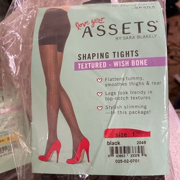 ASSETS by Sara Blakely Black Textured Shaping Tights - Picture 1 of 8